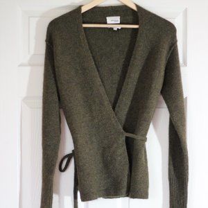 Aritzia Wool Wrap Sweater - Olive Green